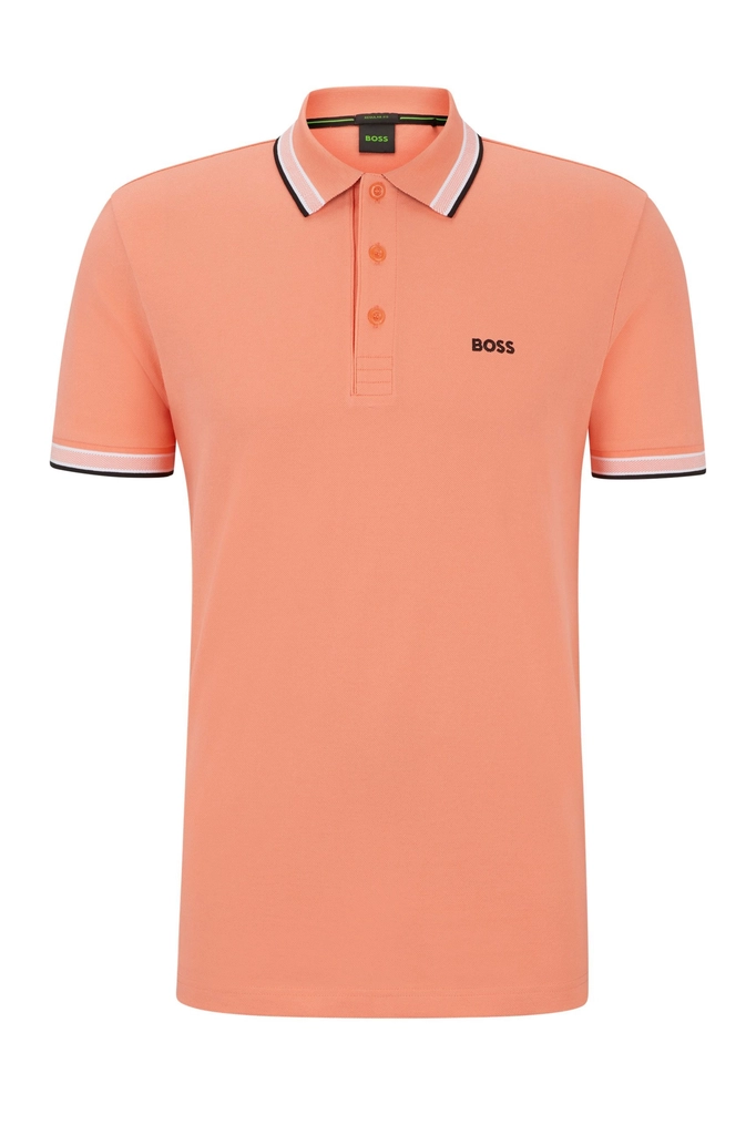 Hugo Boss Mens Paddy Polo Shirt Open Red - Orange Cotton - Size X-Large
